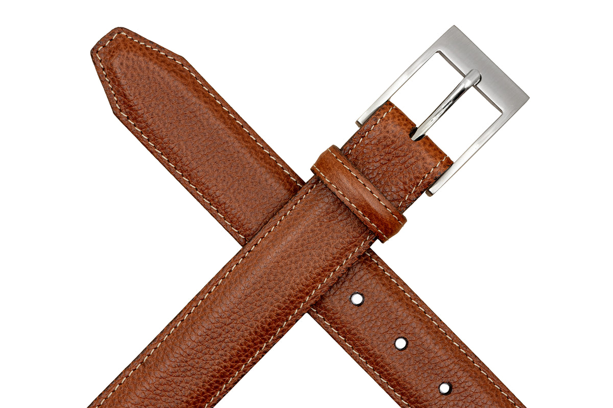 Delaney 2 Buckle Scotch Grain Belt - Almond | Martin Dingman