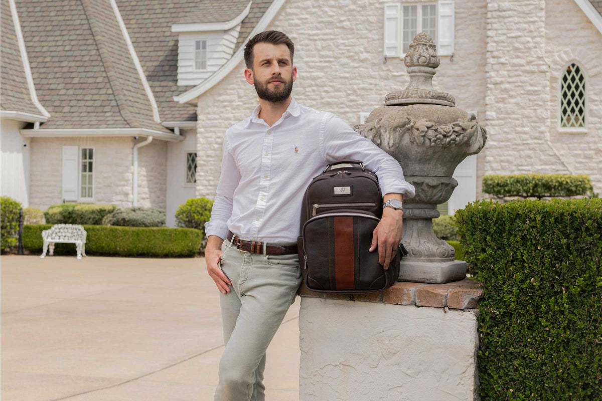 Rudyard Saddle Leather Globe Trotter Backpack - Chocolate