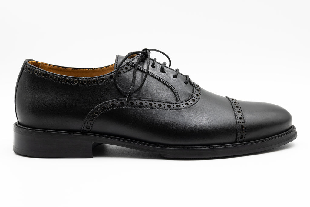 Cambridge Hand Stained Dress Calf Leather Cap Toe - Black - Side
