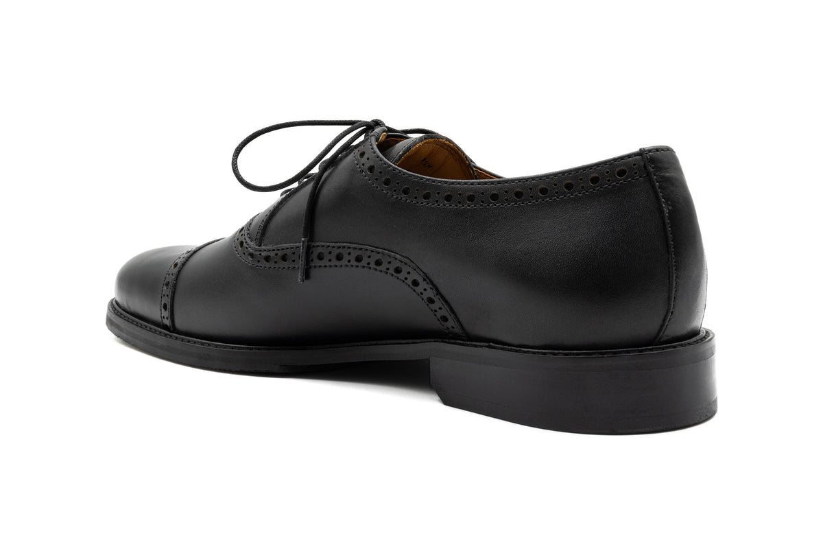Cambridge Calf Leather Cap Toe - Black | Martin Dingman