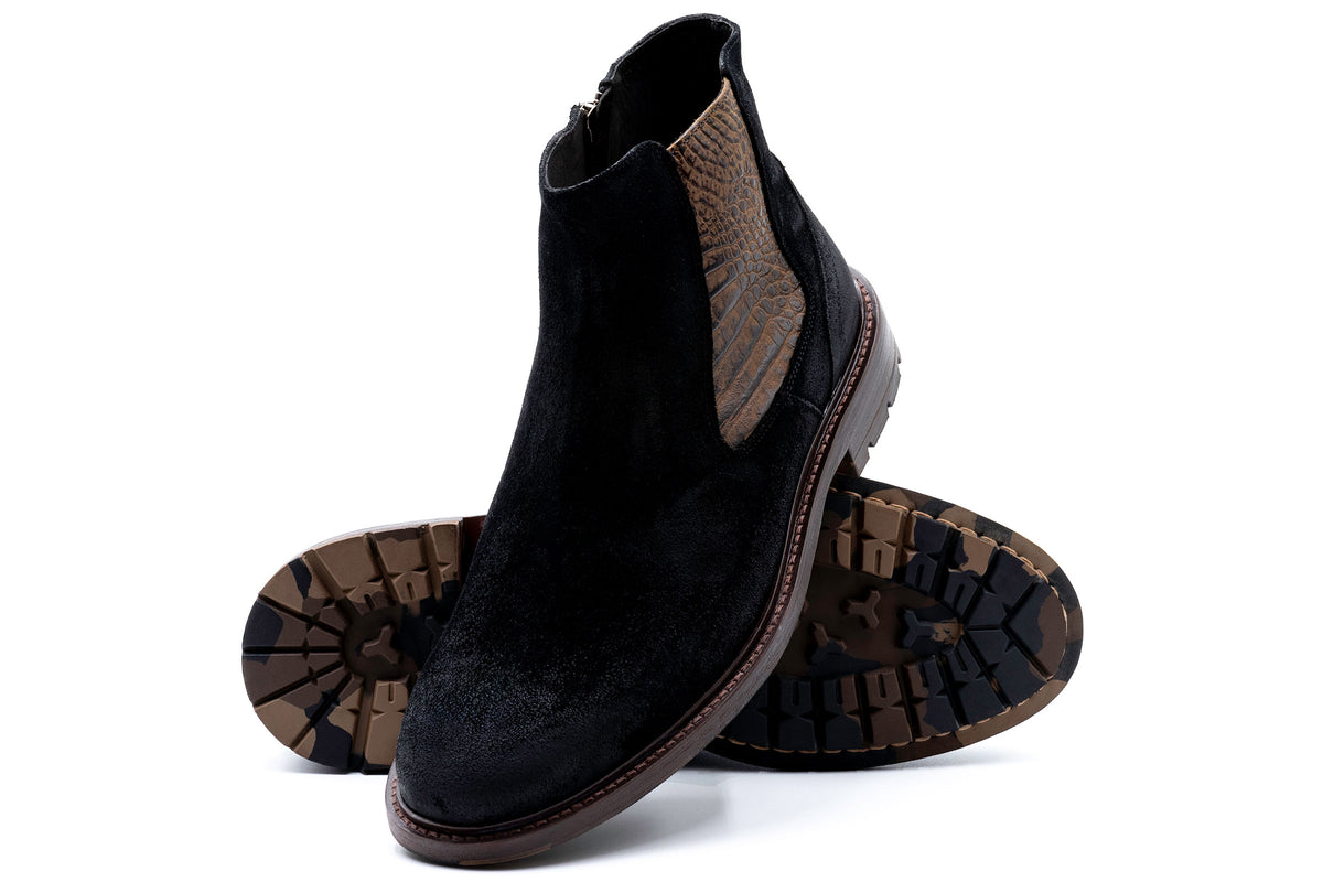 McKinley Suede Chelsea Boots - Black | Martin Dingman