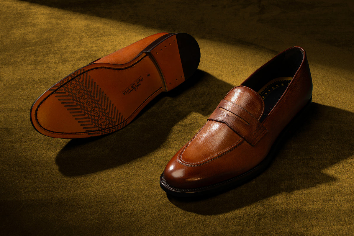 Napoli Italian Calf Leather Penny Loafers - Biscotti | Martin Dingman