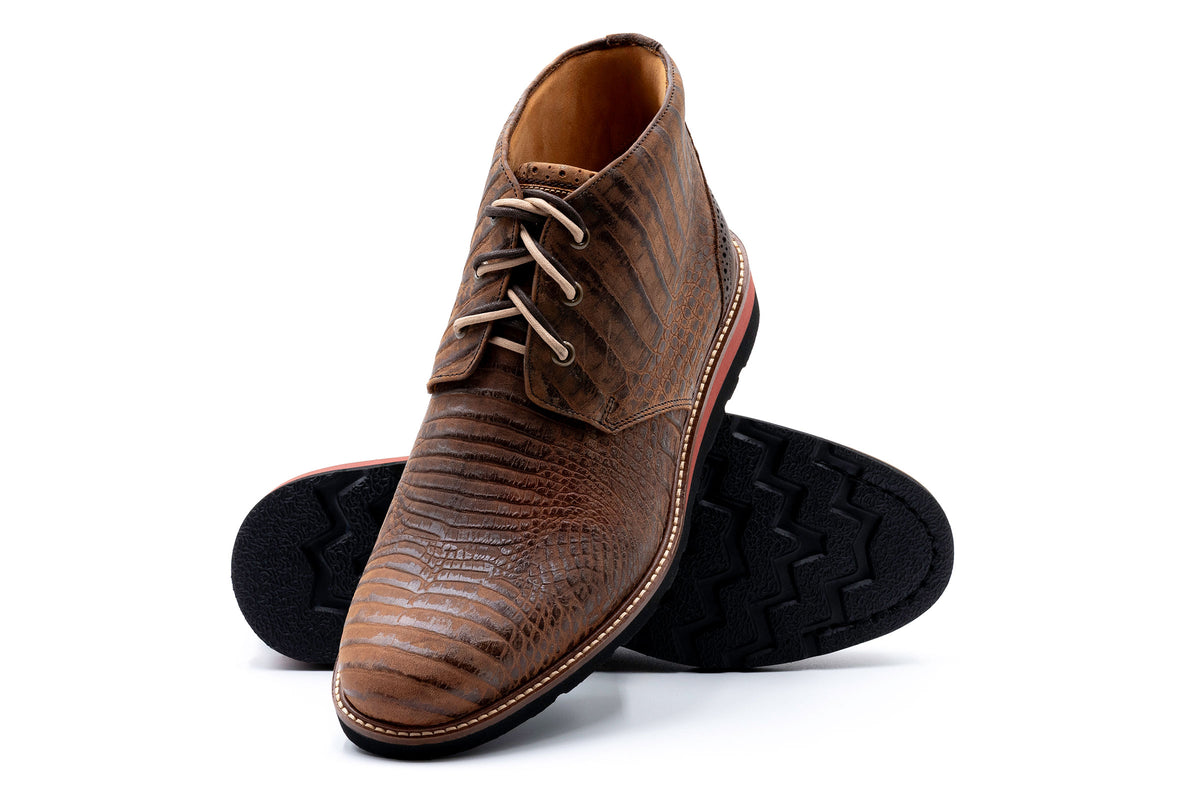 Blue Ridge Crocodile Grain Chukka Boots - Burnt Pecan | Martin Dingman