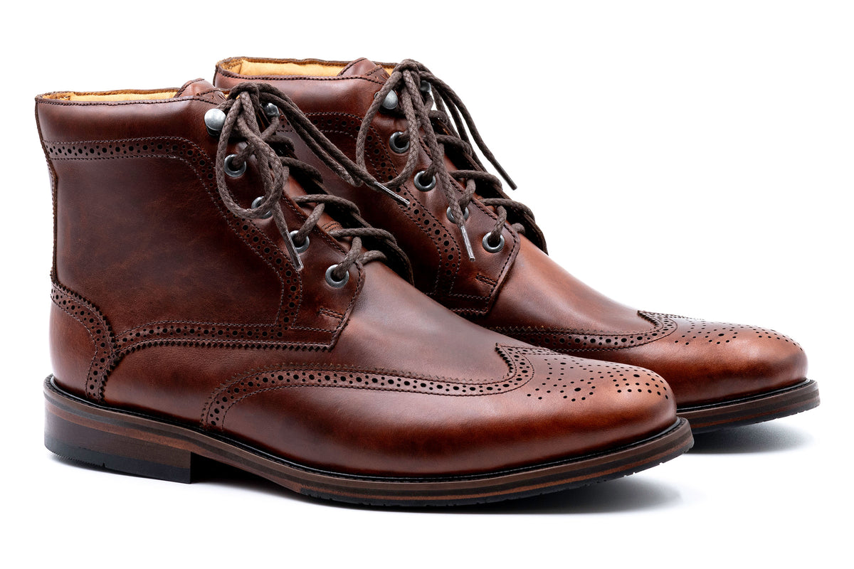 Old Row Oiled Saddle Leather Wingtip Boots - Cigar | Martin Dingman