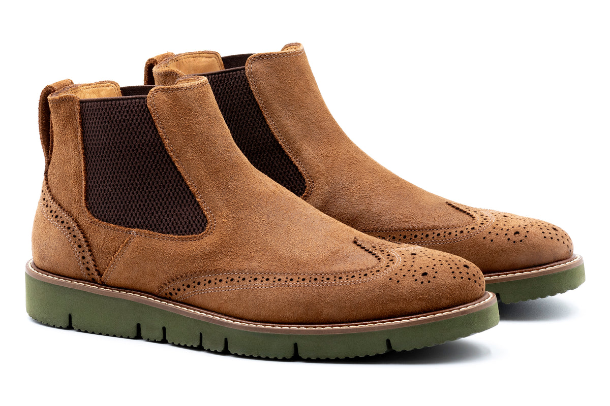 Piney Creek Suede Chelsea Wingtip Boots - French Roast | Martin