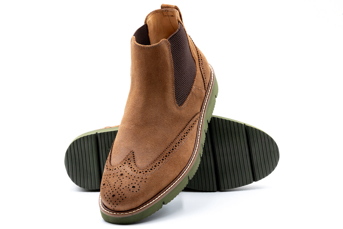 Piney Creek Suede Chelsea Wingtip Boots - French Roast | Martin