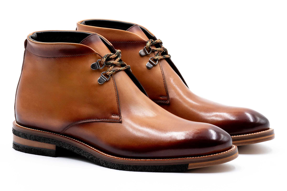 Tuscan Italian Calf Leather Chukka Boots - Whiskey | Martin Dingman