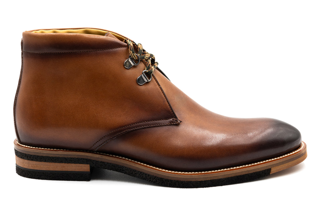 Tuscan Hand Finished Italian Calf Leather Chukka Boots - Whiskey - Side