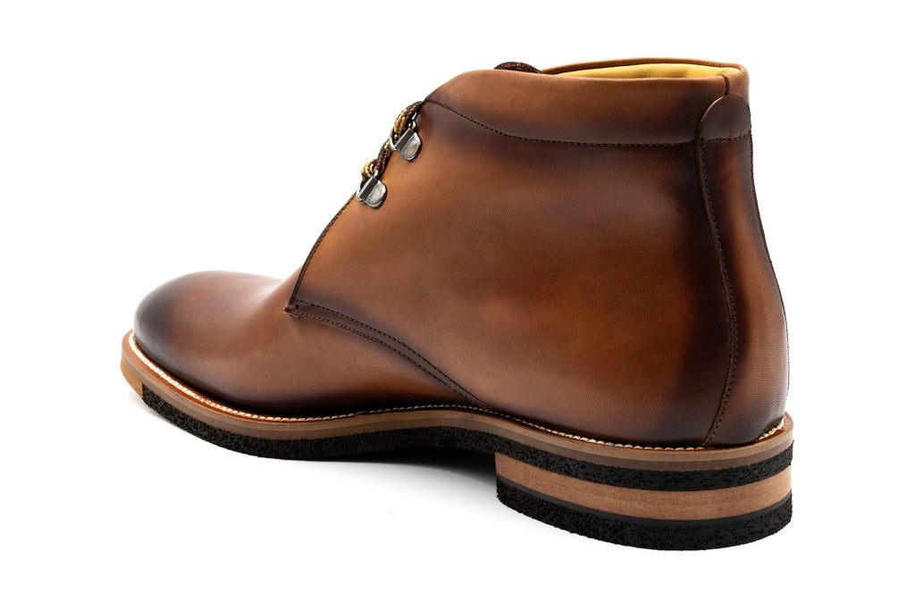 Tuscan Hand Finished Italian Calf Leather Chukka Boots - Whiskey - Back