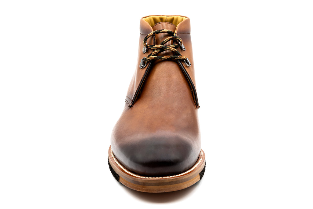 Tuscan Hand Finished Italian Calf Leather Chukka Boots - Whiskey - Front