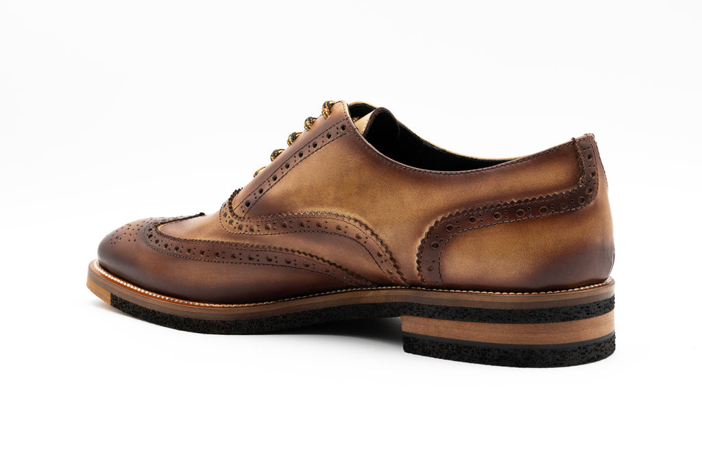 Tuscan Hand Finished Italian Calf Leather Wingtip - Biscotti - Back