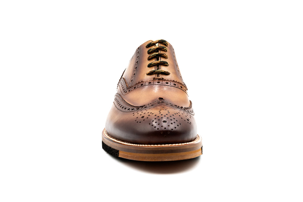 Tuscan Hand Finished Italian Calf Leather Wingtip - Biscotti - Front