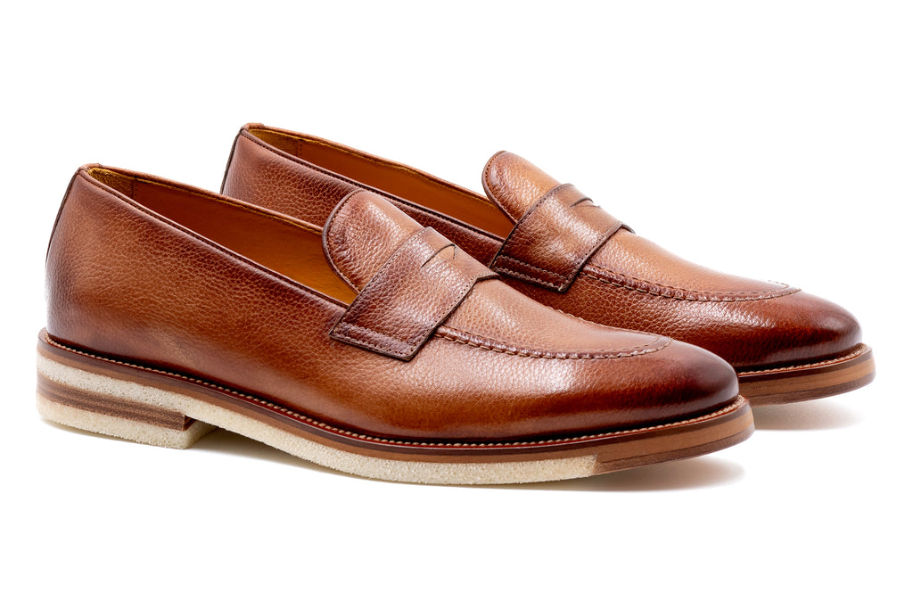 Tuscan Italian Saddle Leather Penny Loafers - Sienna