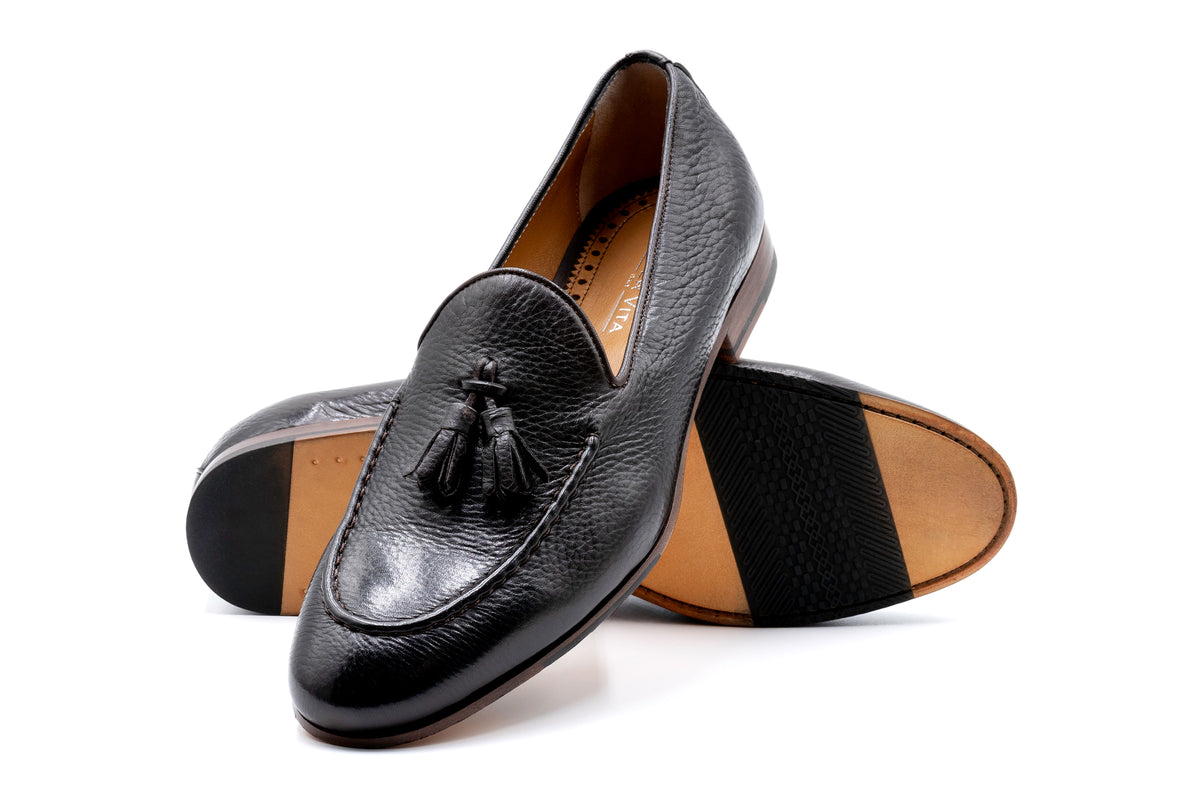 Bologna Italian Deerskin Tassel Loafers - Espresso | Martin Dingman