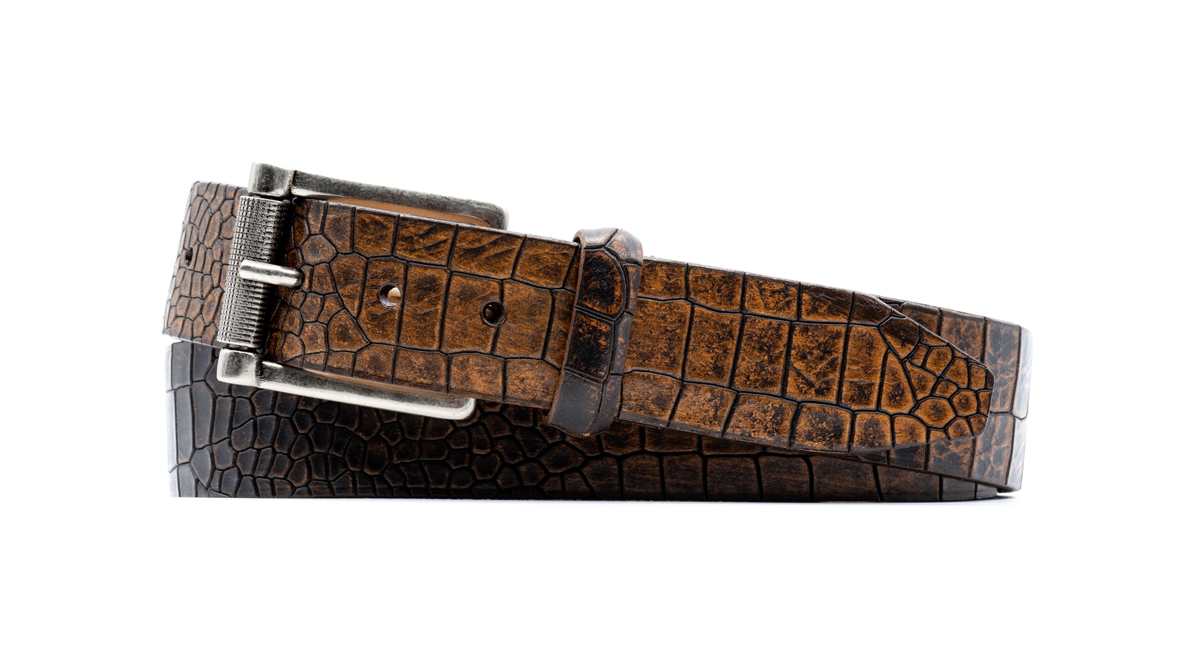 Briggs Alligator Grain Italian Leather Belt - Old Hickory