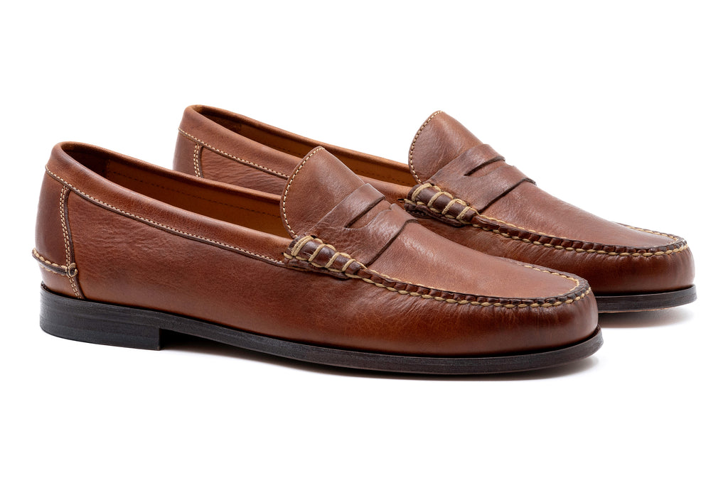 All American Saddle Leather Penny Loafers - Chestnut
