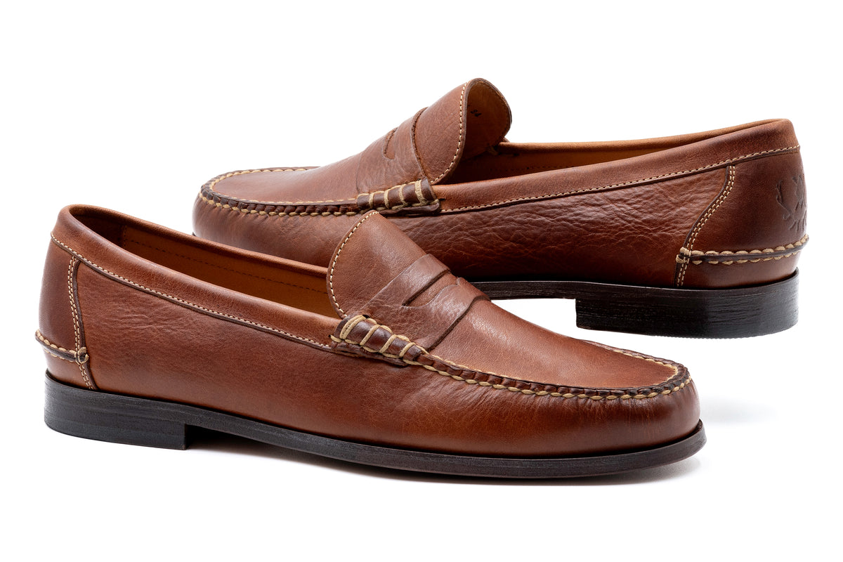 All American Saddle Leather Penny Loafers - Chestnut