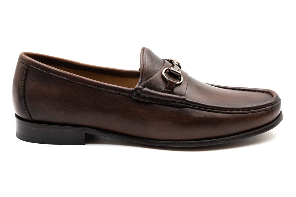 Addison Calf Leather Horse Bit Loafers - Chocolate