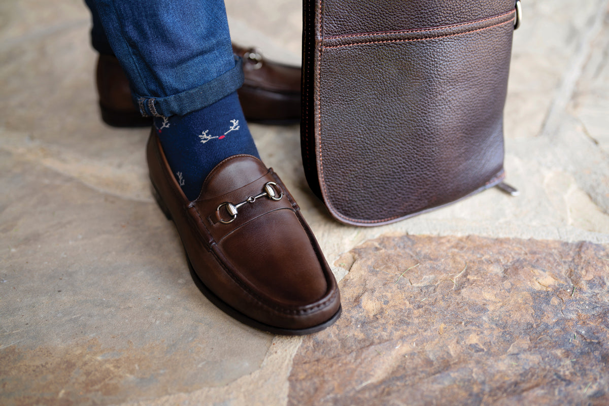 Addison Calf Leather Horse Bit Loafers - Chocolate | Martin  display picture 1