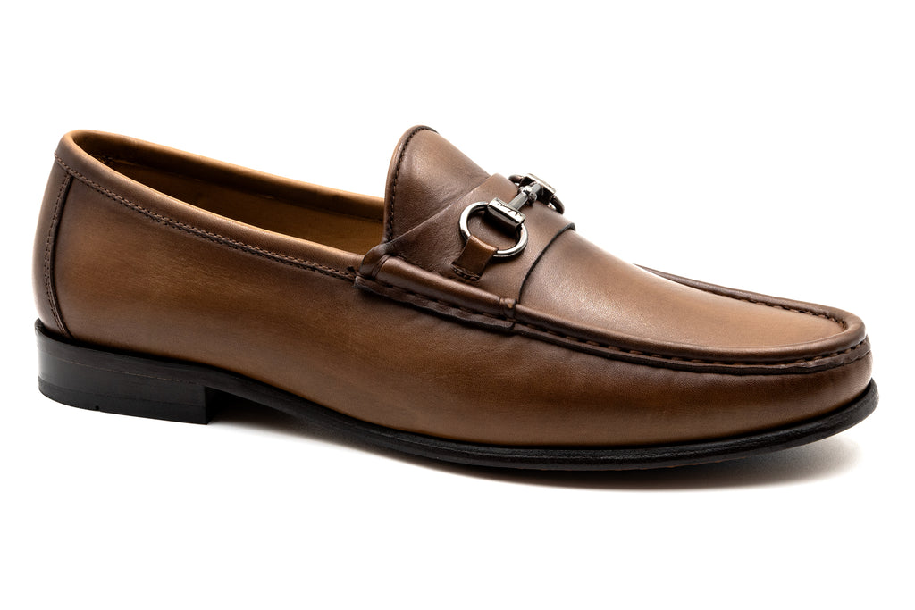 Addison Calf Leather Horse Bit Loafers - Brandy