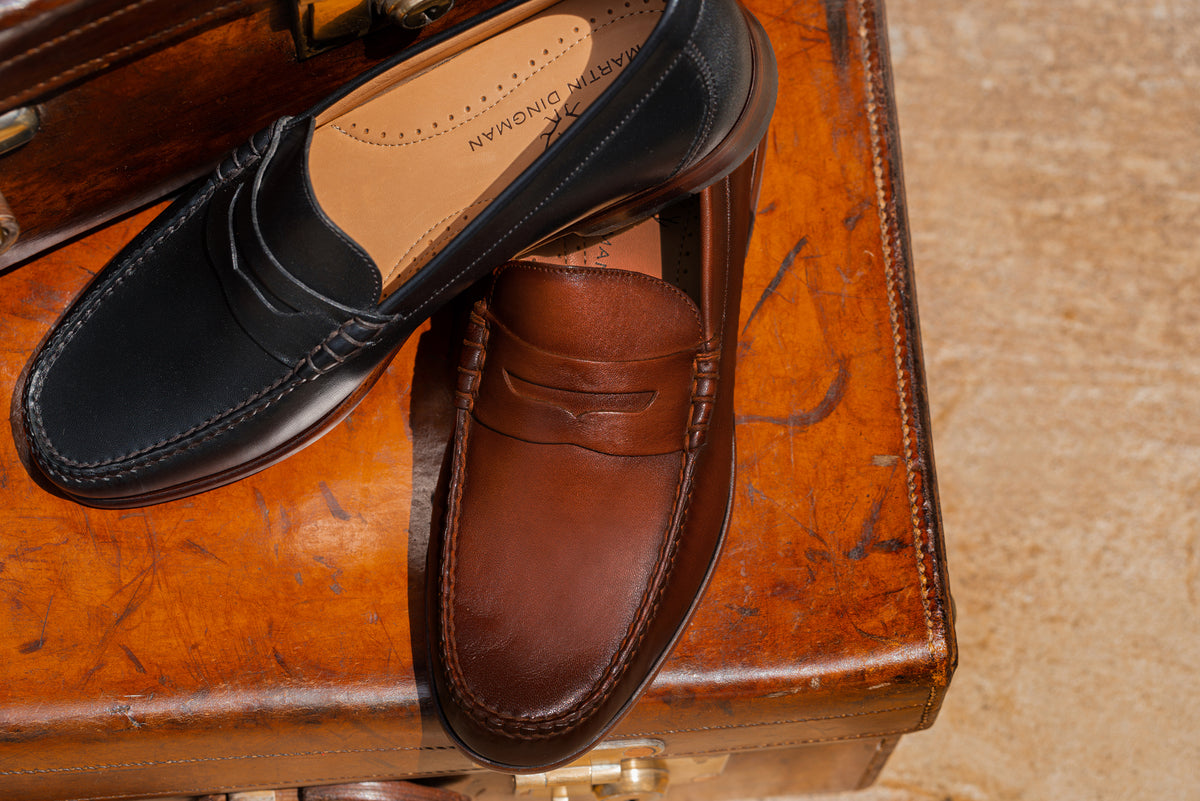 Maxwell Sheep Skin Penny Loafers - Black | Martin Dingman
