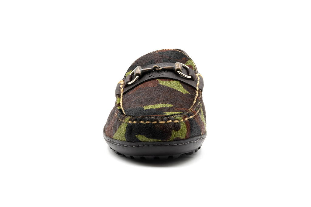 Bill "Hair On" Camo Print Leather Horse Bit Loafers - Camo - Front