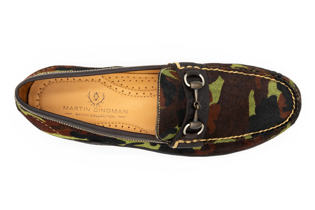 Bill "Hair On" Camo Print Leather Horse Bit Loafers - Camo - Insole