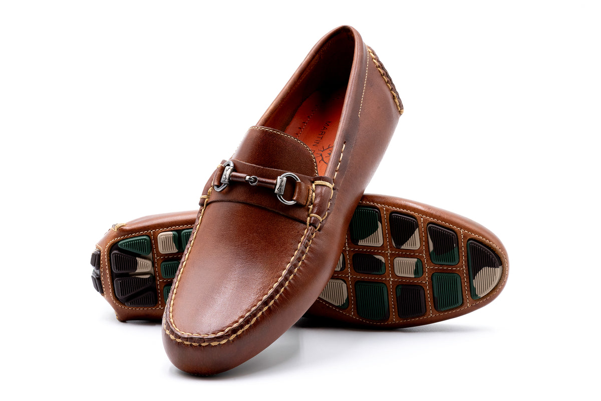 Montique S-1846 Mens Metal Bit Loafers Matching Shoes Caramel Sz 9.5 Bit Moc - Natural Chromexcel, Camp Sole - Made in USA | Oak  main image 3