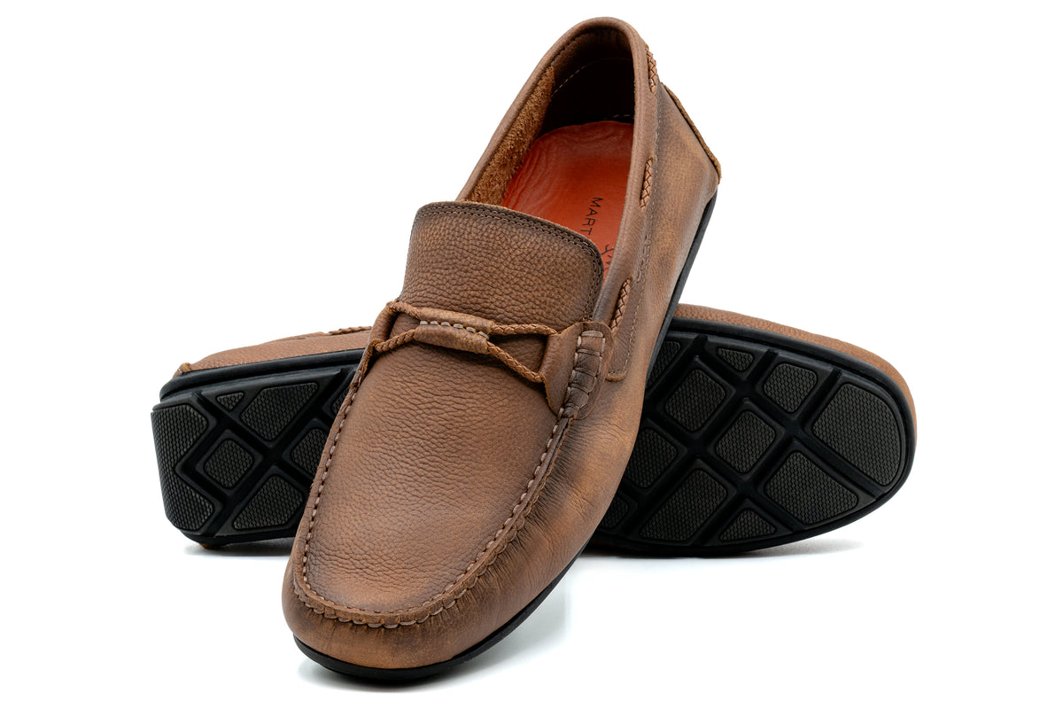 三*弟様 BRIDASスペイン製 suede-LEATHERヌメ革 ボストンBA Bermuda Pebble Grain Braided Bit Loafers - Old Saddle | Martin Dingman