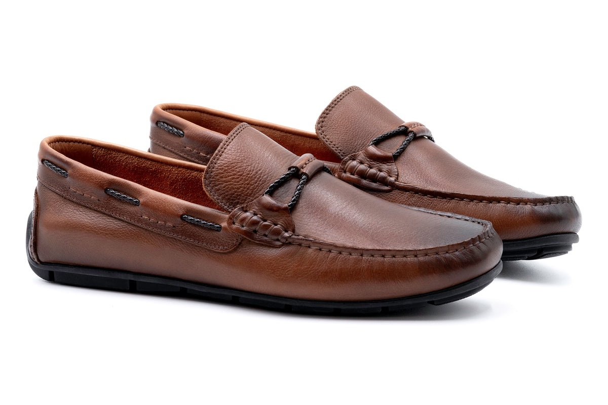 Martin Dingman Tan Suede Paisley Embossed Loafers with Braided Accent Martin Dingman - Bermuda Braid Bark Brown Loafer main image 2