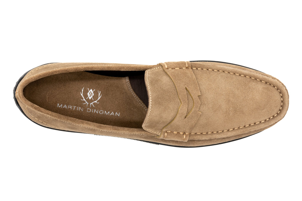 Jameson Water Repellent Suede Leather Penny Loafers - Oat - Insole
