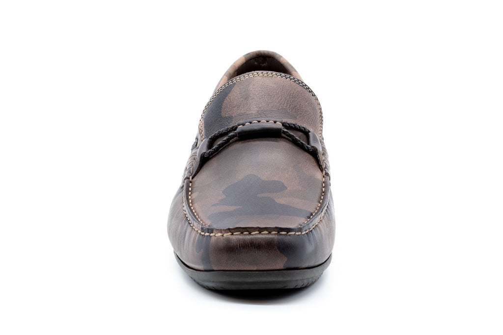 Bermuda Oiled Saddle Leather Braided Bit Loafers - Camo - Front