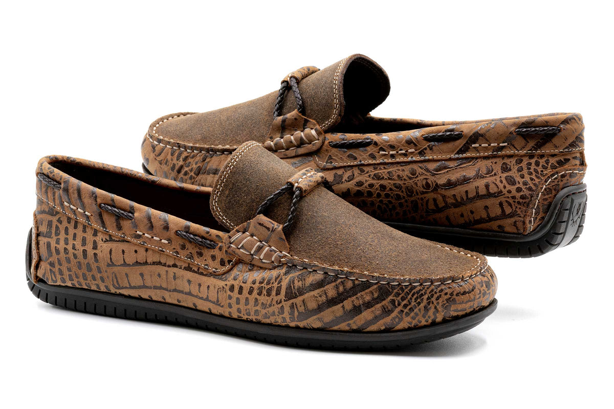 Bermuda Crocodile Grain Braided Bit Loafers - Burnt Pecan | Martin