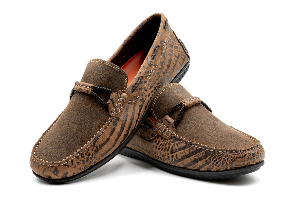 Bermuda Crocodile Grain Braided Bit Loafers - Burnt Pecan | Martin