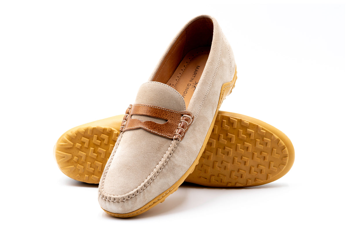 Martin Dingman Taupe Suede Loafers with Metal Antler Bit Bermuda Nubuck Horse Bit Loafers - Bark | Martin Dingman main image 4