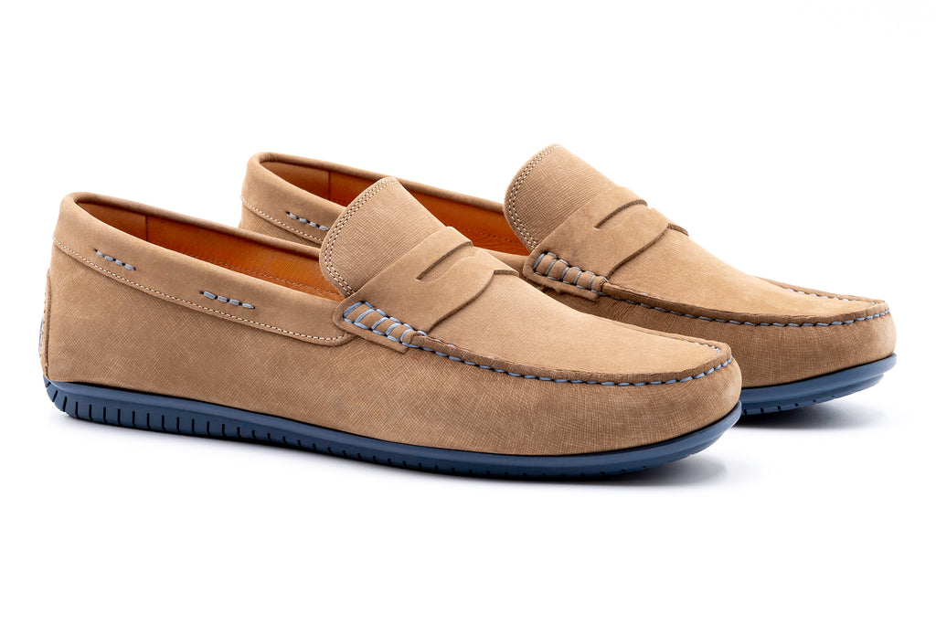 Bermuda Suede Penny Loafers - Sand