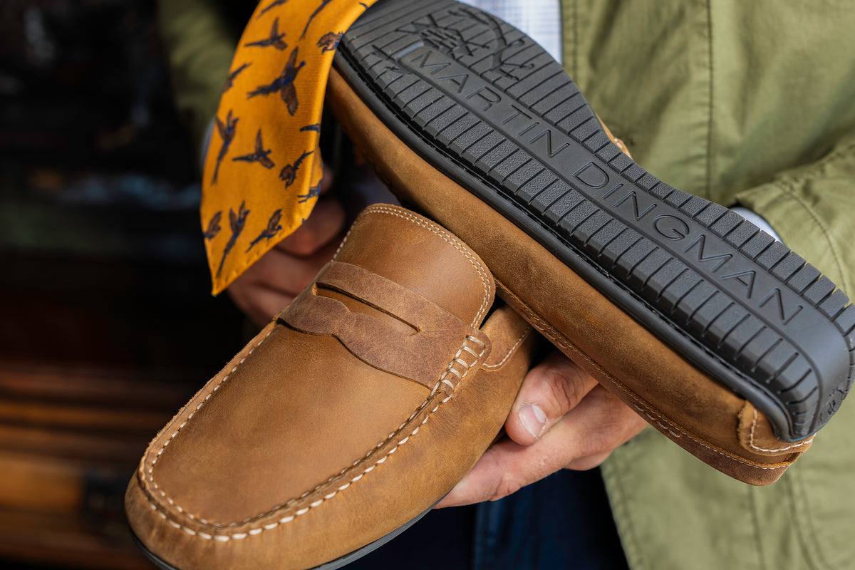 Bermuda Nubuck Penny Loafers - Saddle Tan | Martin Dingman
