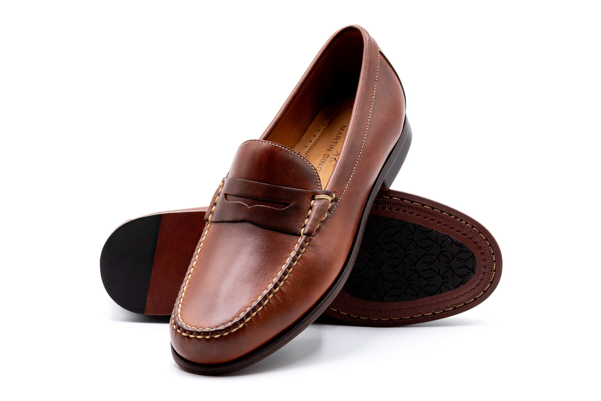Old Row Oiled Saddle Leather Penny Loafers - Cigar | Martin Dingman