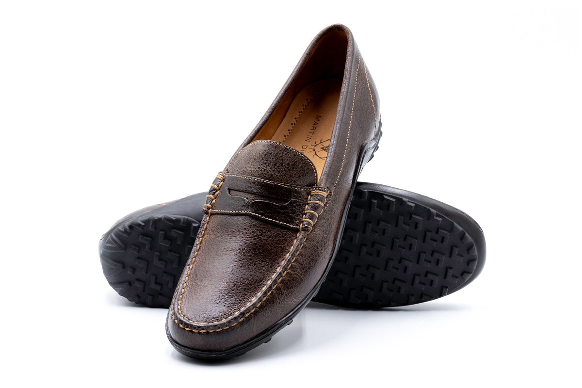 Bill Water Buffalo Penny Loafers - Walnut | Martin Dingman
