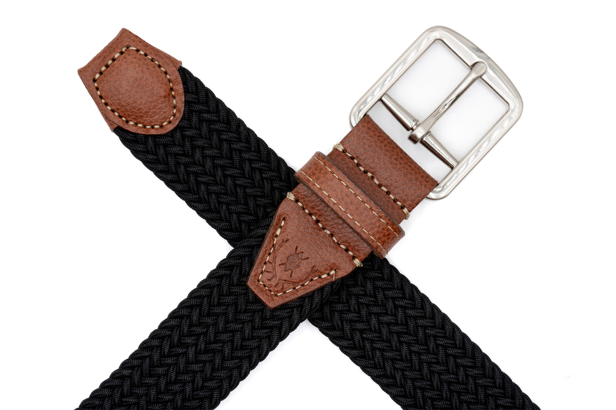 Newport Woven Italian Rayon Elastic Belt - Black | Martin Dingman