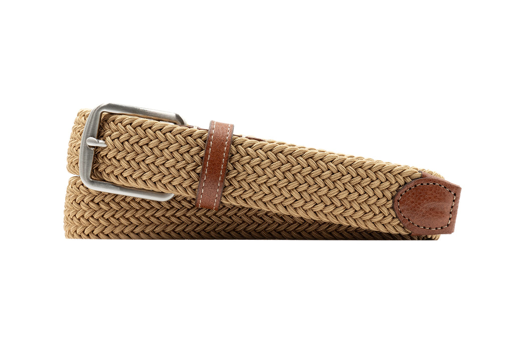 Newport Woven Italian Rayon Elastic Belt - Khaki
