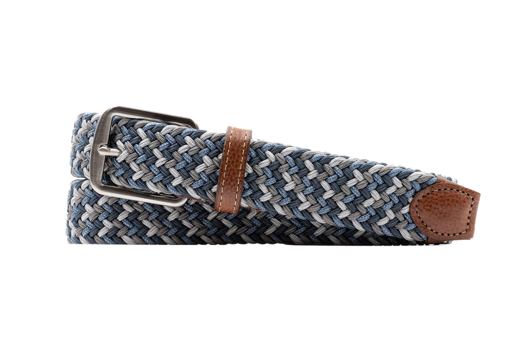 Newport Woven Italian Rayon Elastic Belt - Blue Multi