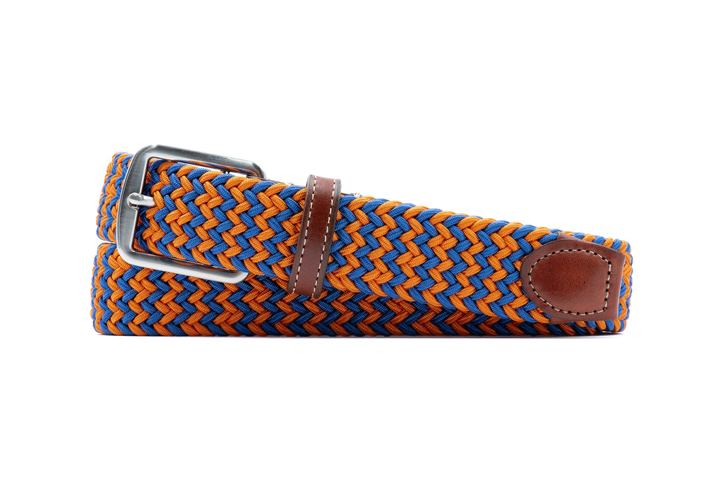 Collegiate Newport Woven Italian Rayon Elastic Belt - Blue/Orange