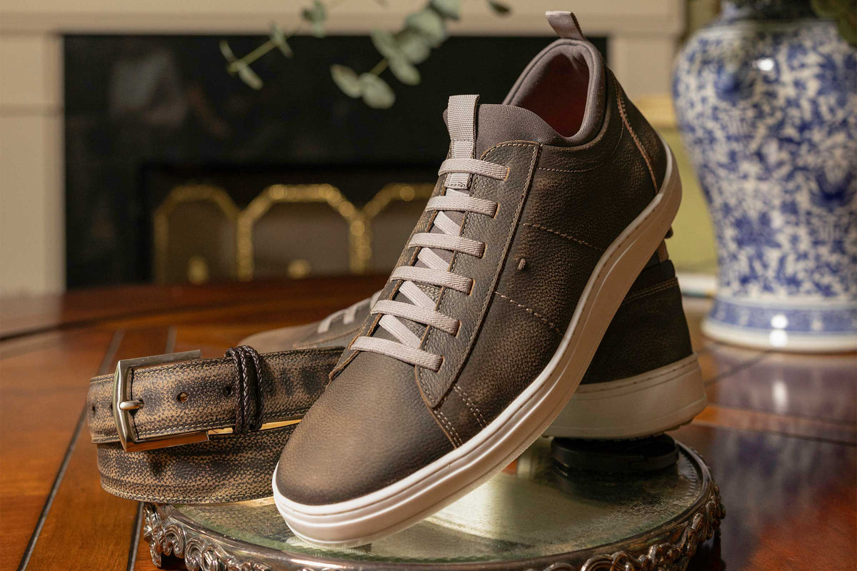 Cameron Pebble Grain Sneakers - Old Clay | Martin Dingman