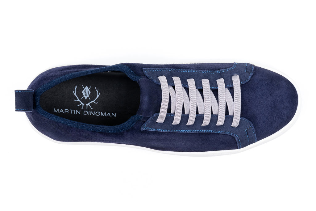 MD Signature Sheep Skin Suede Sneakers - Navy