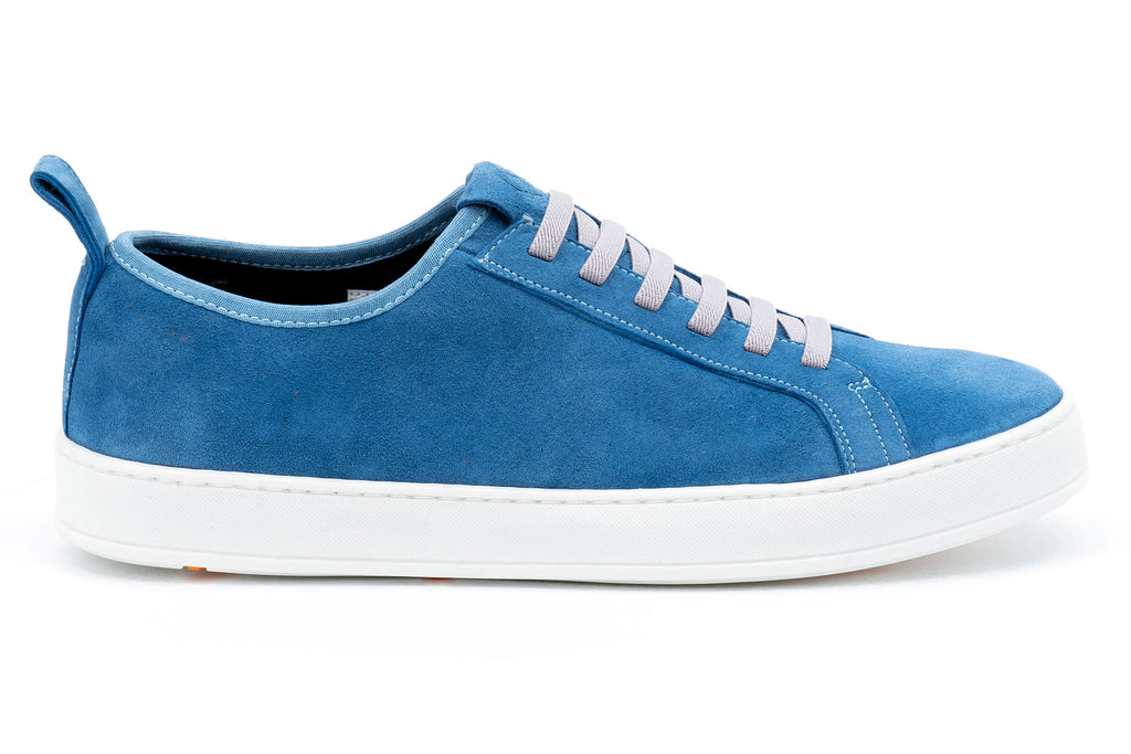 MD Signature Sheep Skin Water Repellent Suede Leather Sneakers - Sky Blue - Side