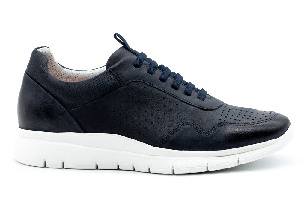 Luke Extra Light Washed Finished Glove Leather Sneakers - Navy - Side