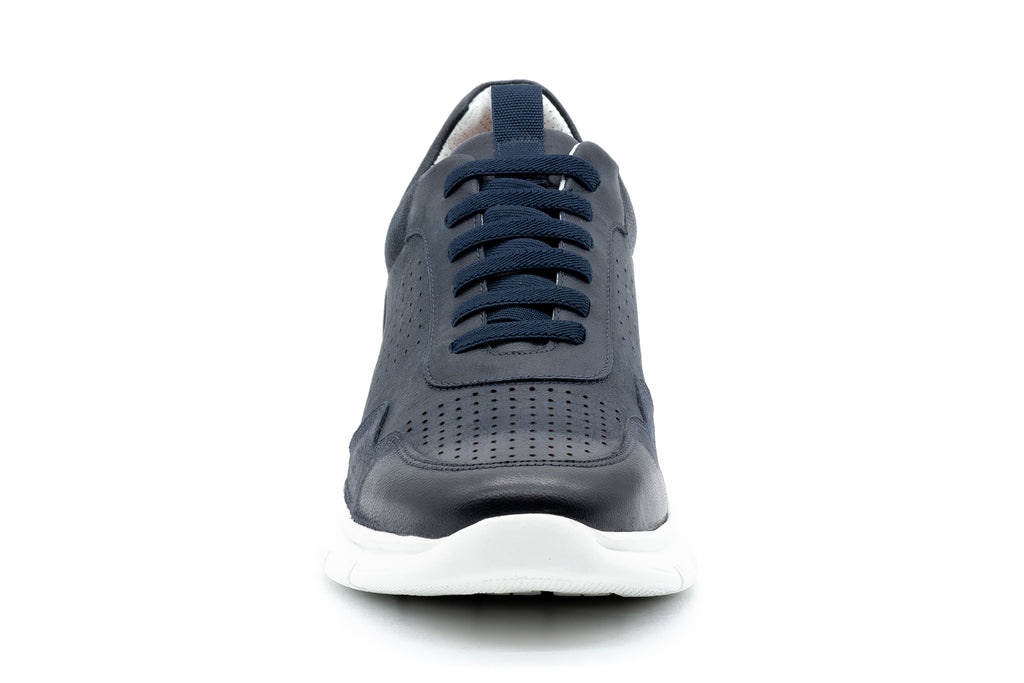 Luke Extra Light Washed Finished Glove Leather Sneakers - Navy - Front