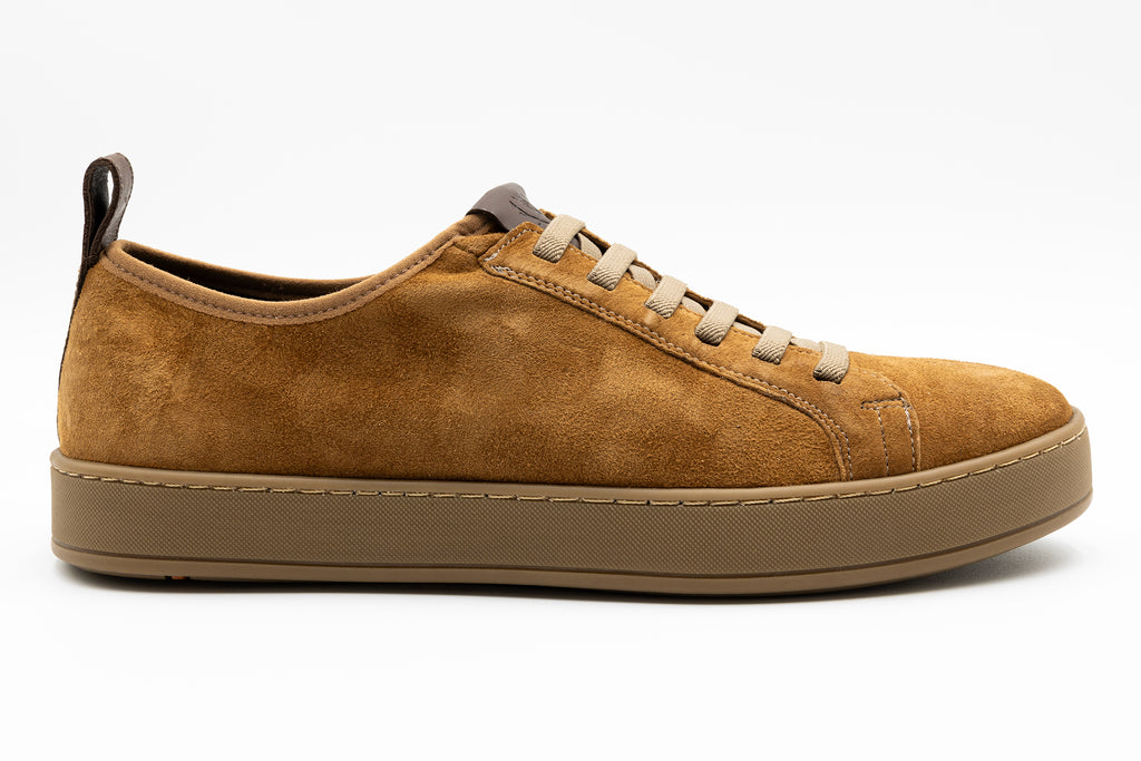 MD Signature Sheep Skin Water Repellent Suede Leather Sneakers - Tobacco - Side