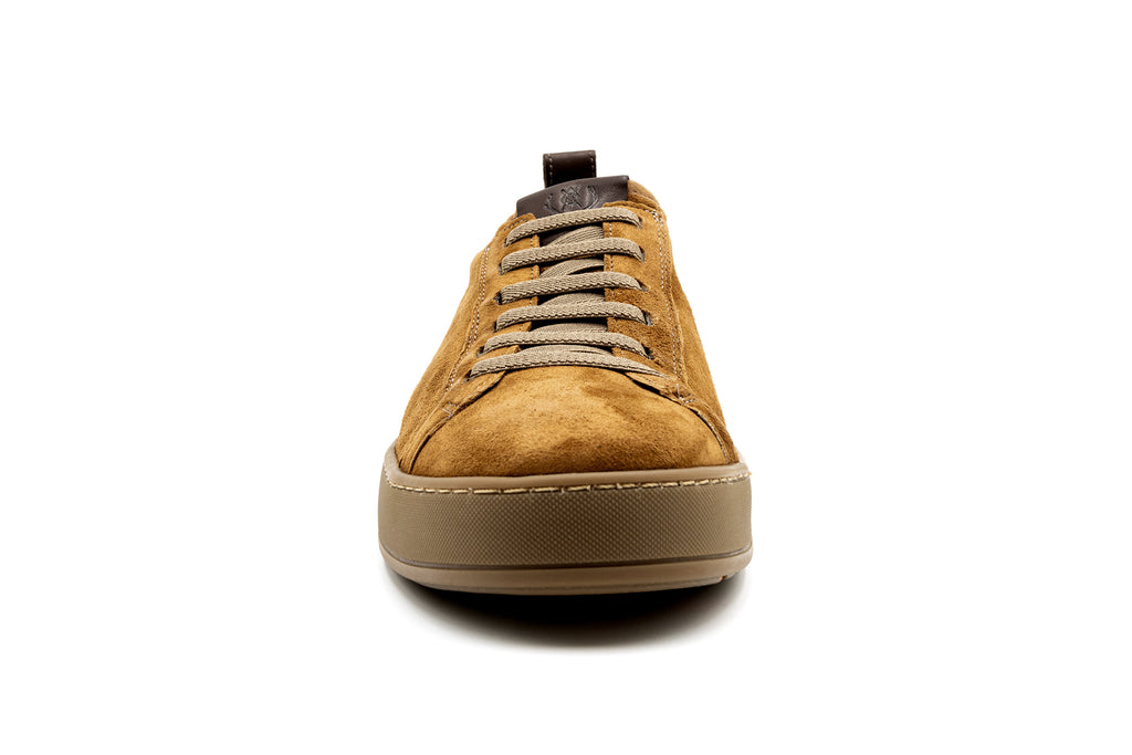 MD Signature Sheep Skin Water Repellent Suede Leather Sneakers - Tobacco - Front